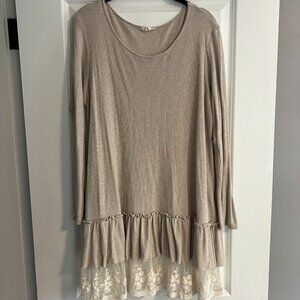 Long Sleeve Top/Tunic with Lace Trim